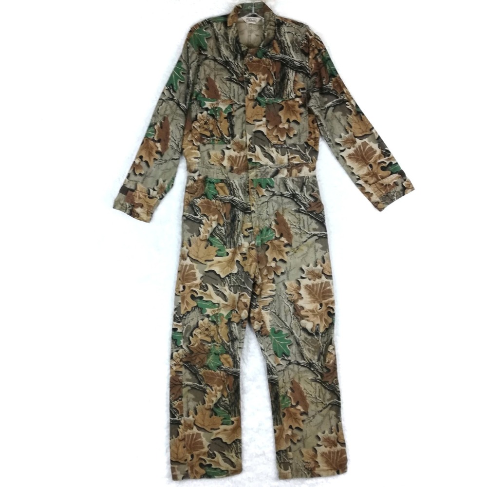 Vtg Walls Mens Coveralls Advantage Brown Camo Hunting Lightweight M